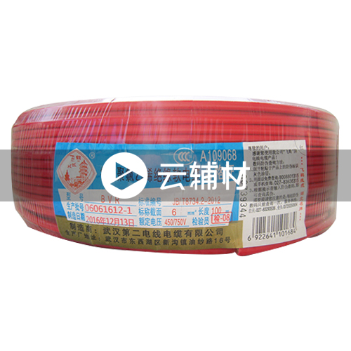 武汉二厂ZCBVR6.0^阻燃电线 红 100米