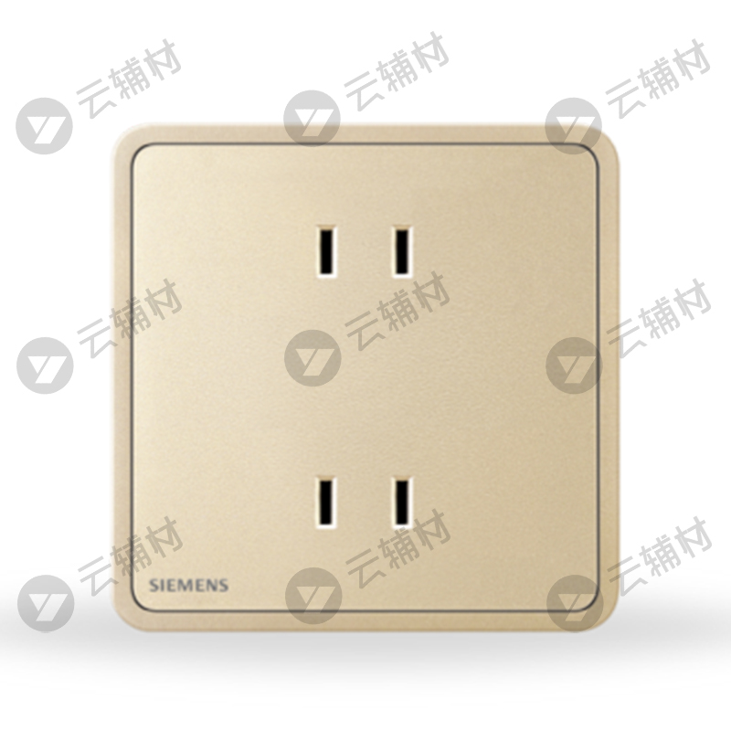 西门子睿绎星辉银10A双联二极扁圆两用插座