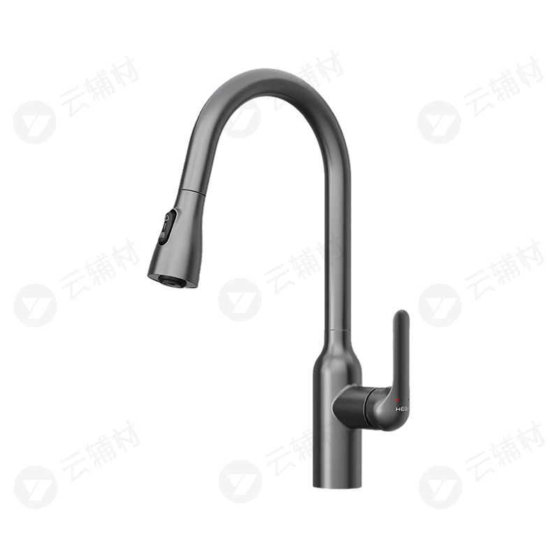 恒洁抽拉式厨房水槽龙头三挡可旋转冷热龙头HMF902-412B-SN